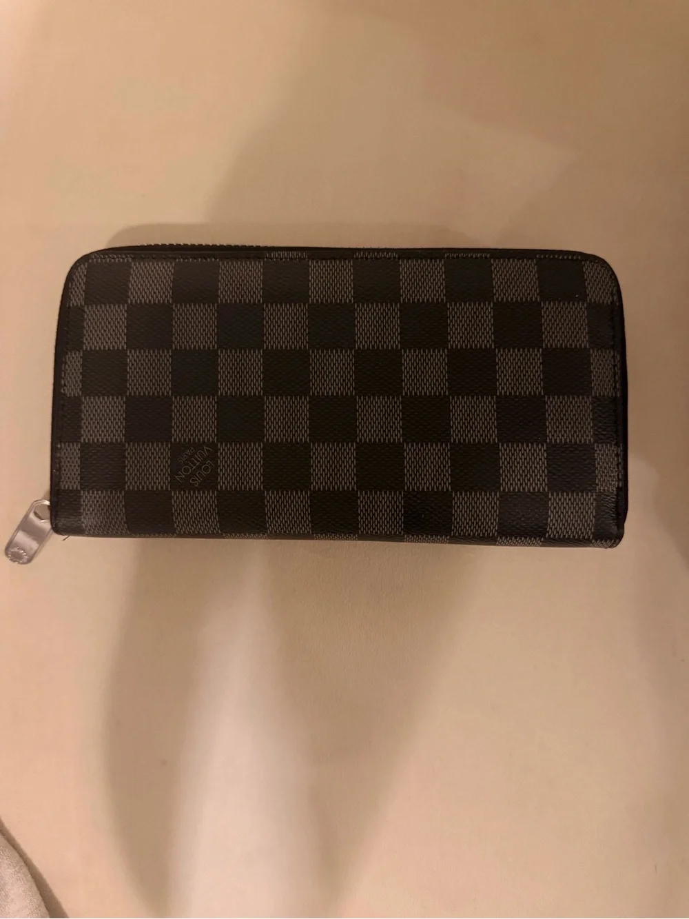 Checkerboard Zip-Around Men's Wallet - Black